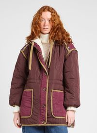 Louise Misha - Manteau matelassé à capuche - Taille 40 - Violet