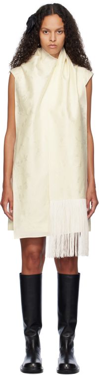 AO Yes Robe courte blanc cassé à écharpe à frange