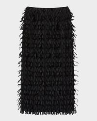 Ribbon Fringe Straight Midi Skirt