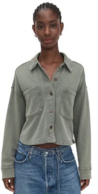 Z Supply All Day Cropped Knit Jacket Hunter Green L