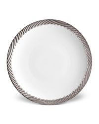 Corde Dinner Plate, White/Silver