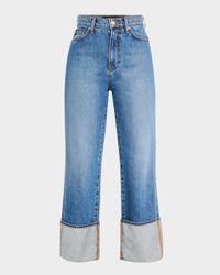 Dylan High-Rise Straight Cuffed Jeans