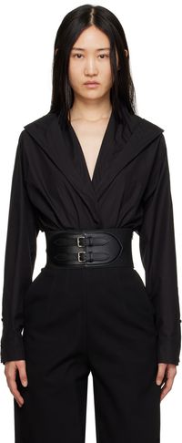 ALAÏA Black Hooded Bodysuit