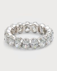 Oval-Cut Diamond 18K White Gold Eternity Band Ring, Size 6, 6.0tcw