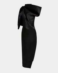 Big Bow Satin Backless Halter Midi Dress