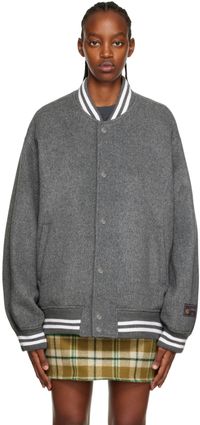 We11done Gray Oversized Bomber Jacket