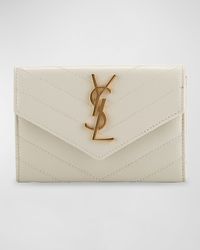 YSL Monogram Small Flap Wallet in Grained Leather