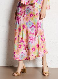 Elise Chalmin - Jupe longue droite en soie - Taille 40 - Rose