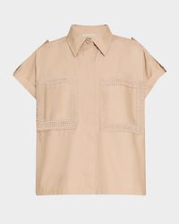 Embroidered Poplin Utility Shirt