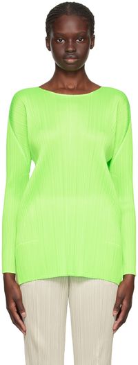 PLEATS PLEASE ISSEY MIYAKE Green Monthly Colors September Long Sleeve T-Shirt