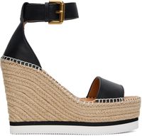 See by Chloé Sandales de style espadrille à talon compensé Glyn noir et brun clair