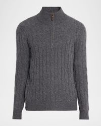 Men's Cable-Knit Cashmere Quarter-Zip Sweater