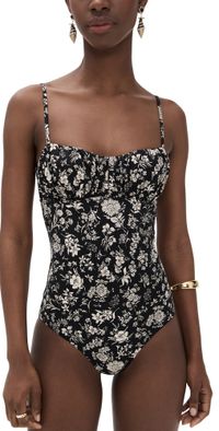 Ulla Johnson Dalila Ruched Maillot Midnight Bloom L
