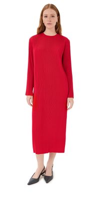 Tibi Plisse Midi Dress Red XL