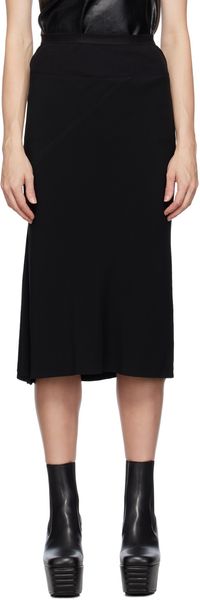 Rick Owens Black Knee Bias Midi Skirt