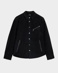Men's Suede Snap-Front Overshirt