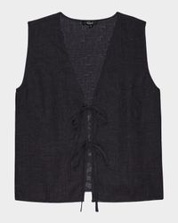 Oregon Linen Tie-Front Top