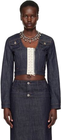 Jean Paul Gaultier Blue 'The Contrasting Lace-Up' Denim Jacket