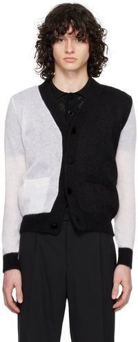 Ernest W. Baker Black & White Colorblock Cardigan