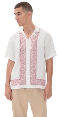 Orlebar Brown Maitan Linen Alchemy Shirt Dark Ruby M