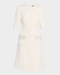 Bead-Embellished Boucle Dress