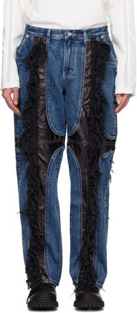 Thug Club Blue & Black Paneled Jeans