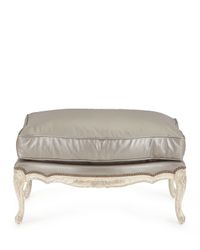 Silver Leather Bergere Ottoman