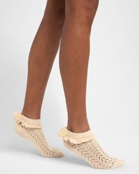 Calze Ruffle Pompom Pointelle Ankle Socks