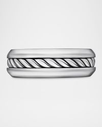 8mm Men's Cable Ring in Silver