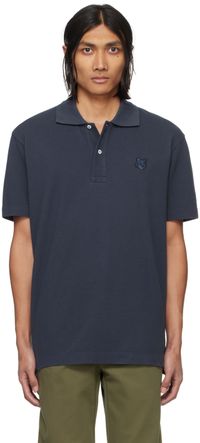 Maison Kitsuné Polo bleu marine à logo de renard