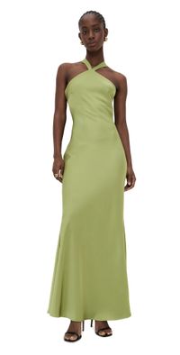 Runaway the Label Chara Low Cross Back Maxi Dress Olive XS