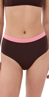 STAUD Devon Bikini Bottoms Brown/Colorblock L