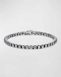 Men's Double Box Chain Bracelet in Silver, 4mm