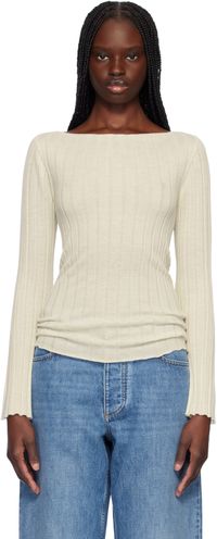 Guest in Residence Off-White Rib Flare Sweater