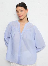 Sud Express - Chemise droite en coton - Taille L - Bleu