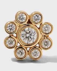 Yellow Gold Bezel Diamond Flower Stud Earring, Single