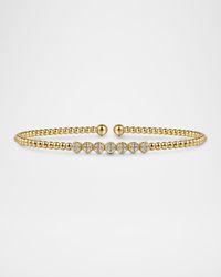 14K Yellow Gold Bujukan Bead and Cluster Diamond Bangle