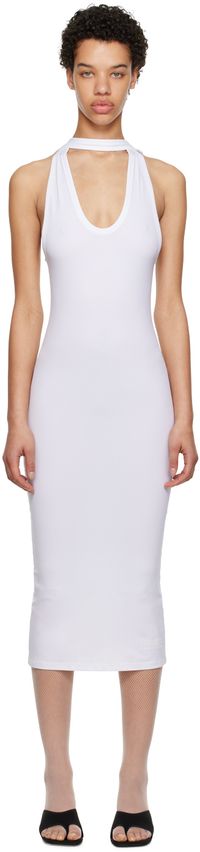 MM6 Maison Margiela White Halter Midi Dress