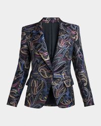 Paisley Jacquard Single-Breasted Blazer