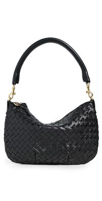 Clare V. Petit Moyen Medium Woven Diagonal Messenger Bag Black One Size