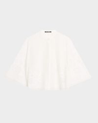 Cyra Embroidered Lace-Inset Blouse