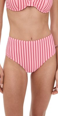 STAUD Devon High Rise Bikini Bottoms Montauk Stripe M