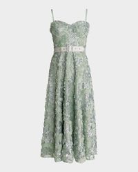 Mabel Beaded Floral Applique Midi Dress