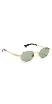 Bottega Veneta Stretch Metal Sunglasses Gold-Gold-Green One Size