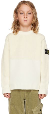 Stone Island Junior Kids Off-White Wool Sweater