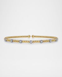 14K White and Yellow Gold Bujukan Diamond Stations Bangle
