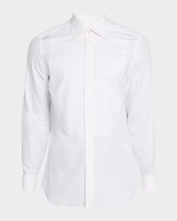 Men's Cotton and Silk Bib-Front French Cuff Dress Shirt