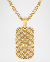 Men's Chevron Tag Enhancer in 18K Gold with Diamonds, 27mm