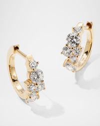 Cocktail 14k Gold Diamond Huggie Hoop Earrings