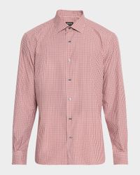 Men's Cotton Check Casual Button-Down Shirt